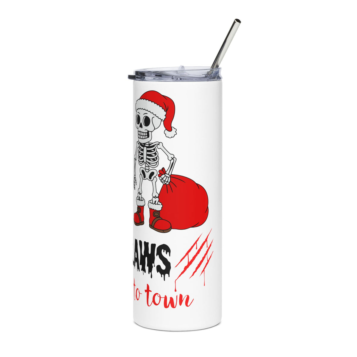 Santa Claws Is Coming to Town 20oz Tumbler, Spooky Christmas Cup