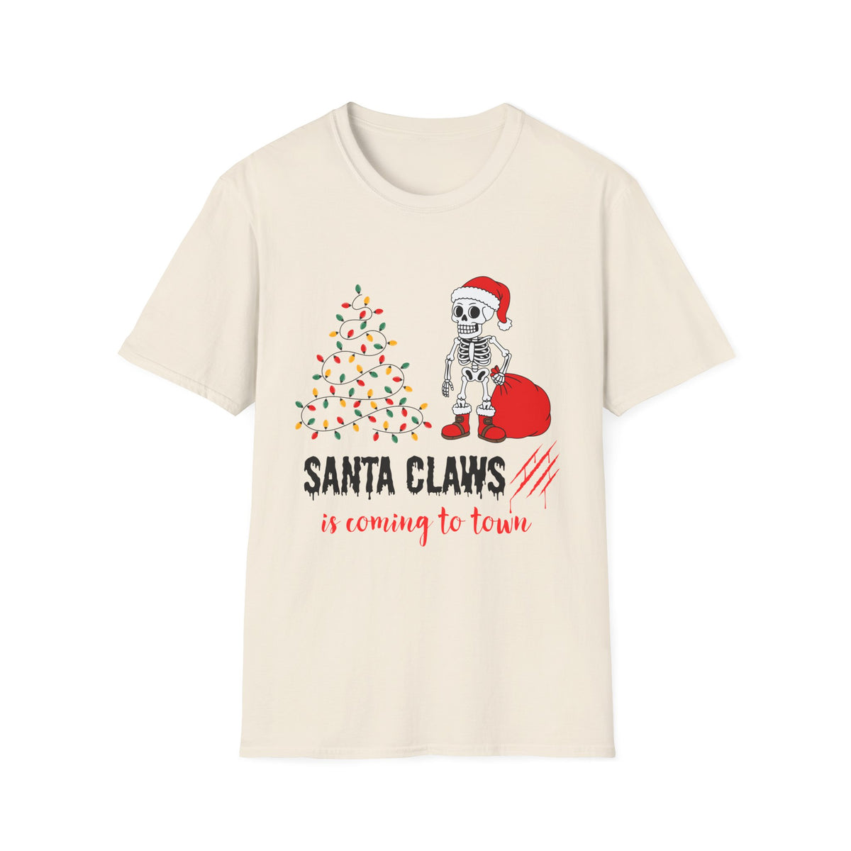 Santa Claws Is Coming to Town Shirt, Funny Skeleton Christmas Tee