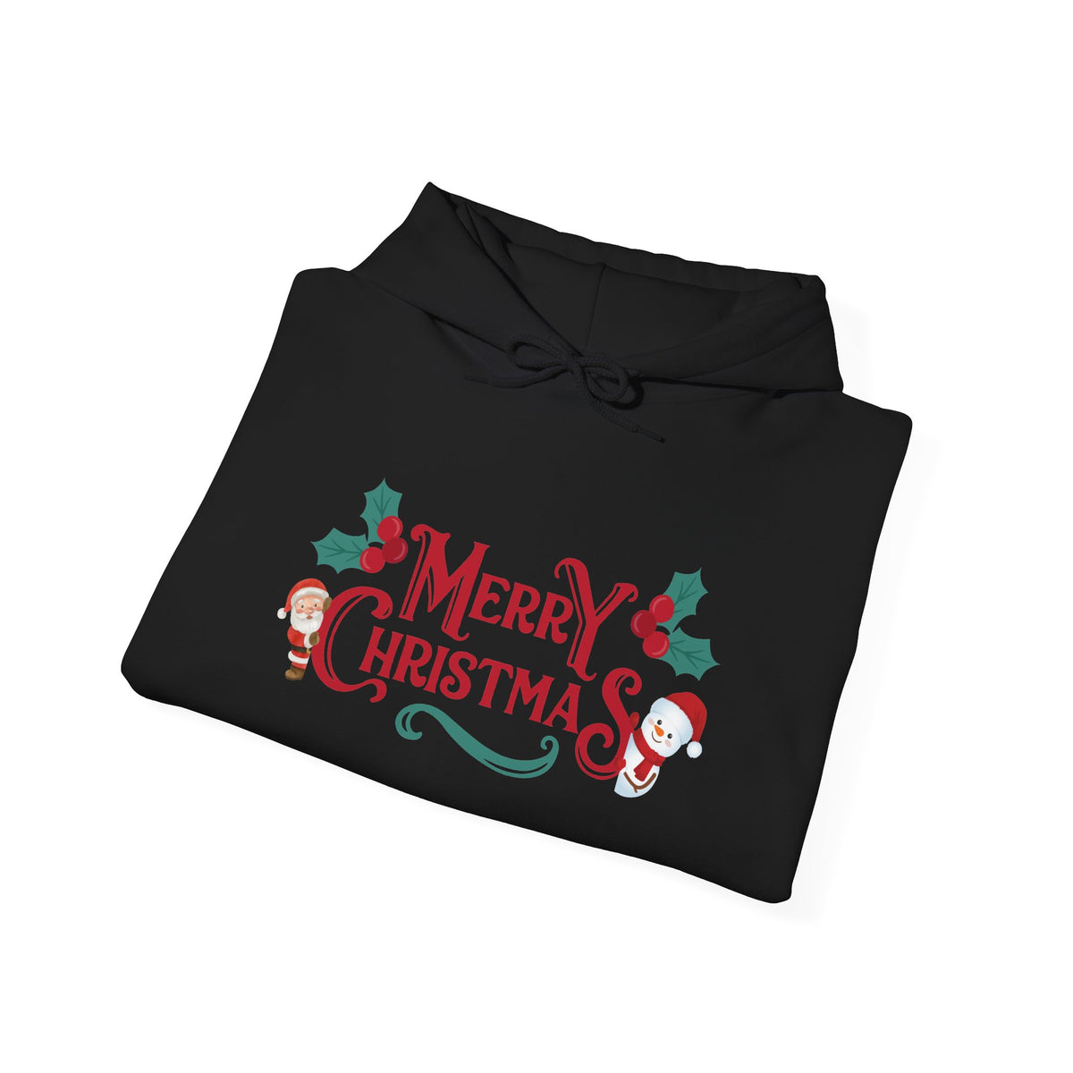Merry Christmas Santa and Snowman Hoodie, Festive Holiday Sweatshirt