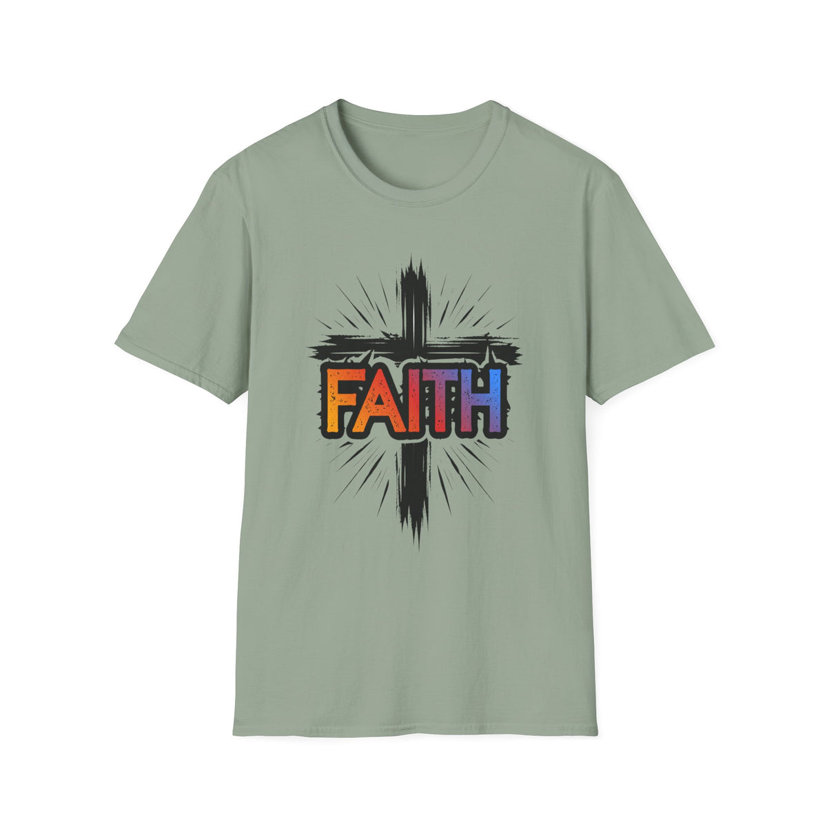 Faith Cross Shirt, Bold Colorful Christian Light Colored Tee