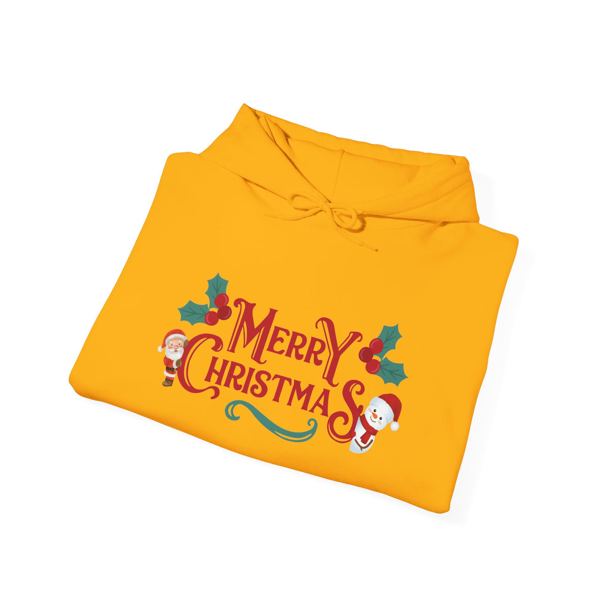 Merry Christmas Santa and Snowman Hoodie, Festive Holiday Sweatshirt