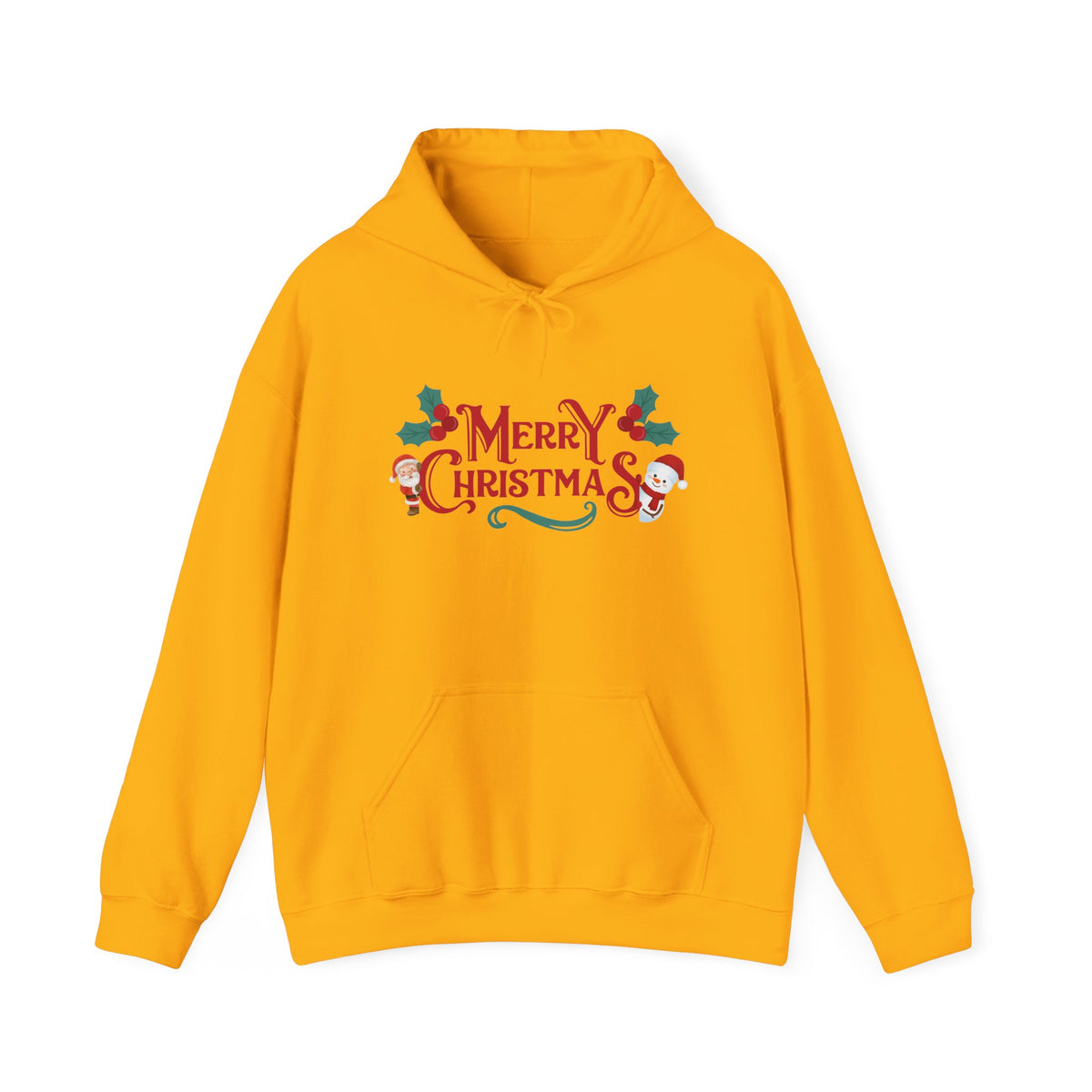 Merry Christmas Santa and Snowman Hoodie, Festive Holiday Sweatshirt