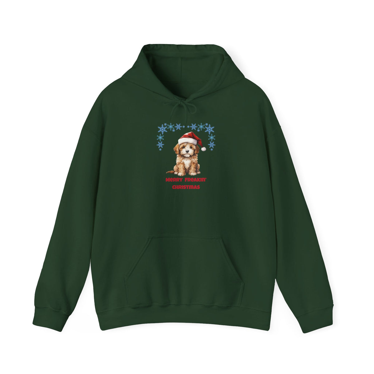 Merry Freakin' Christmas Snowflake Puppy Hoodie, Cute Dog Christmas Sweatshirt