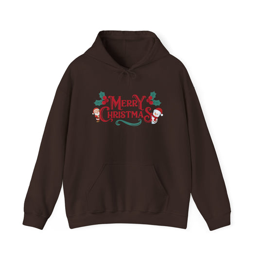 Merry Christmas Santa and Snowman Hoodie, Festive Holiday Sweatshirt