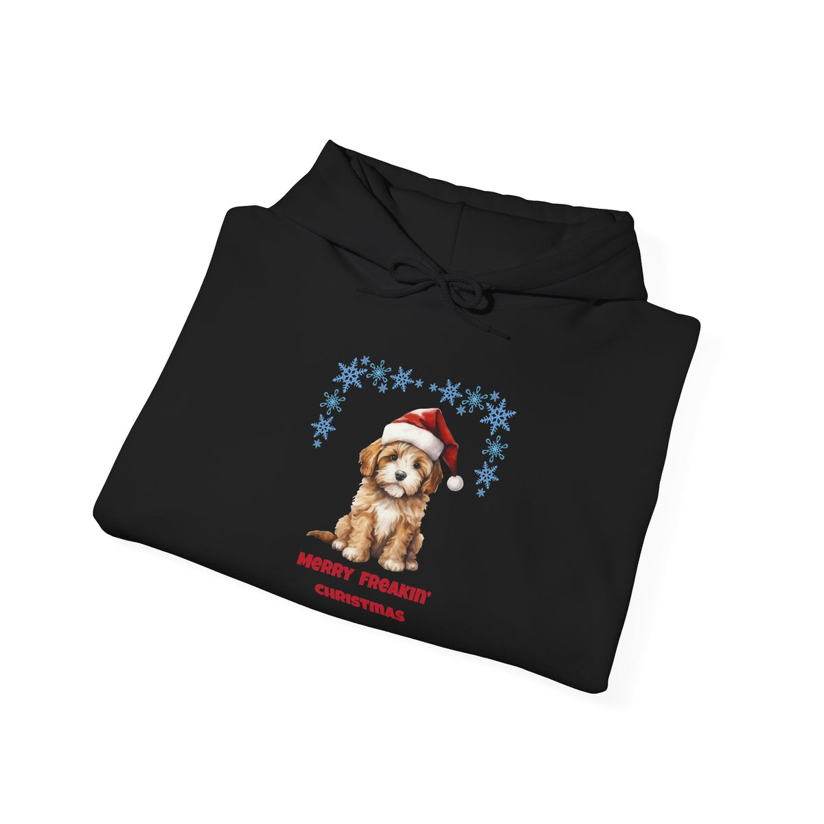 Merry Freakin' Christmas Snowflake Puppy Hoodie, Cute Dog Christmas Sweatshirt