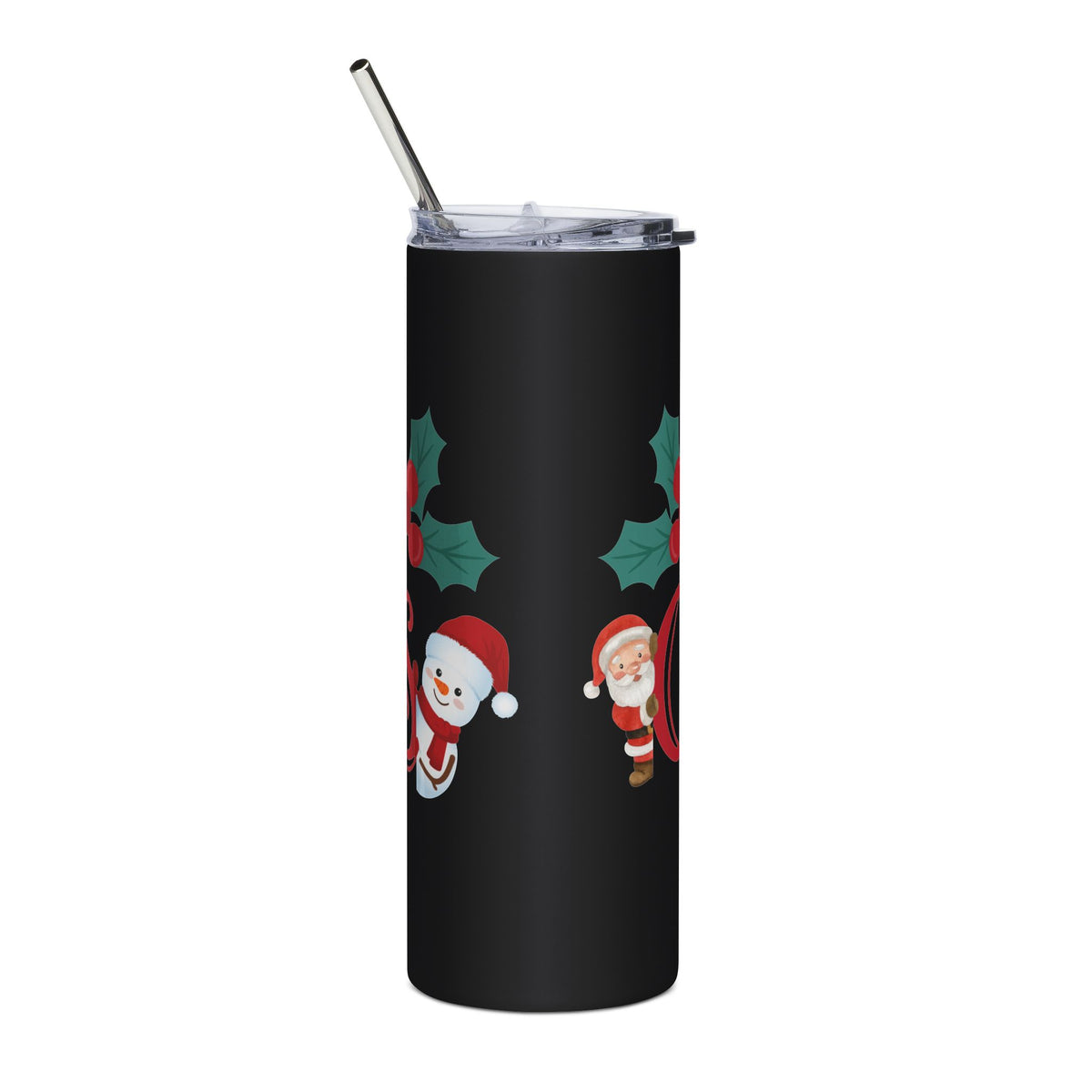Merry Christmas Santa and Snowman 20oz Tumbler, Holiday Travel Cup
