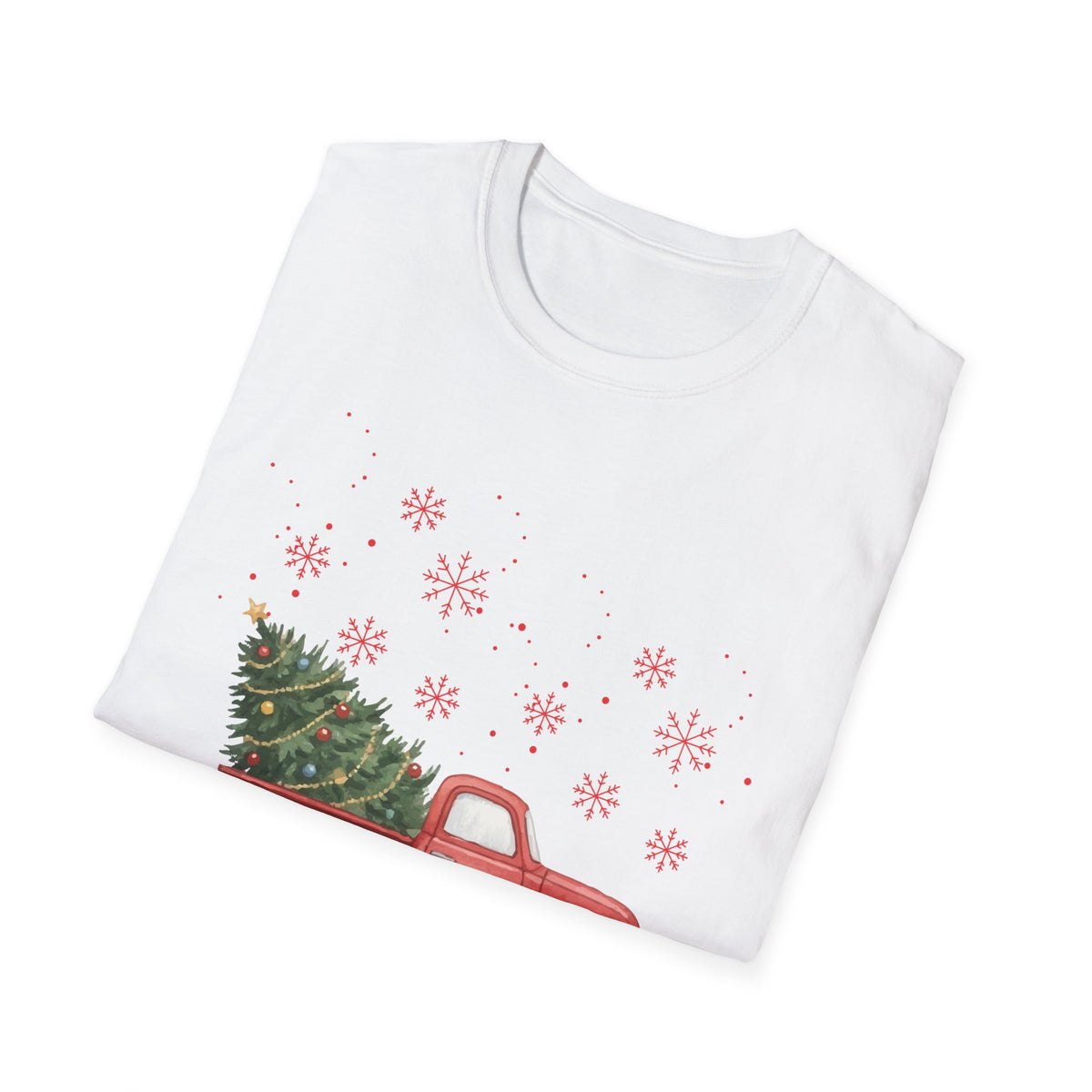 Merry Christmas Red Truck Shirt, Vintage Christmas Tree Truck Tee •