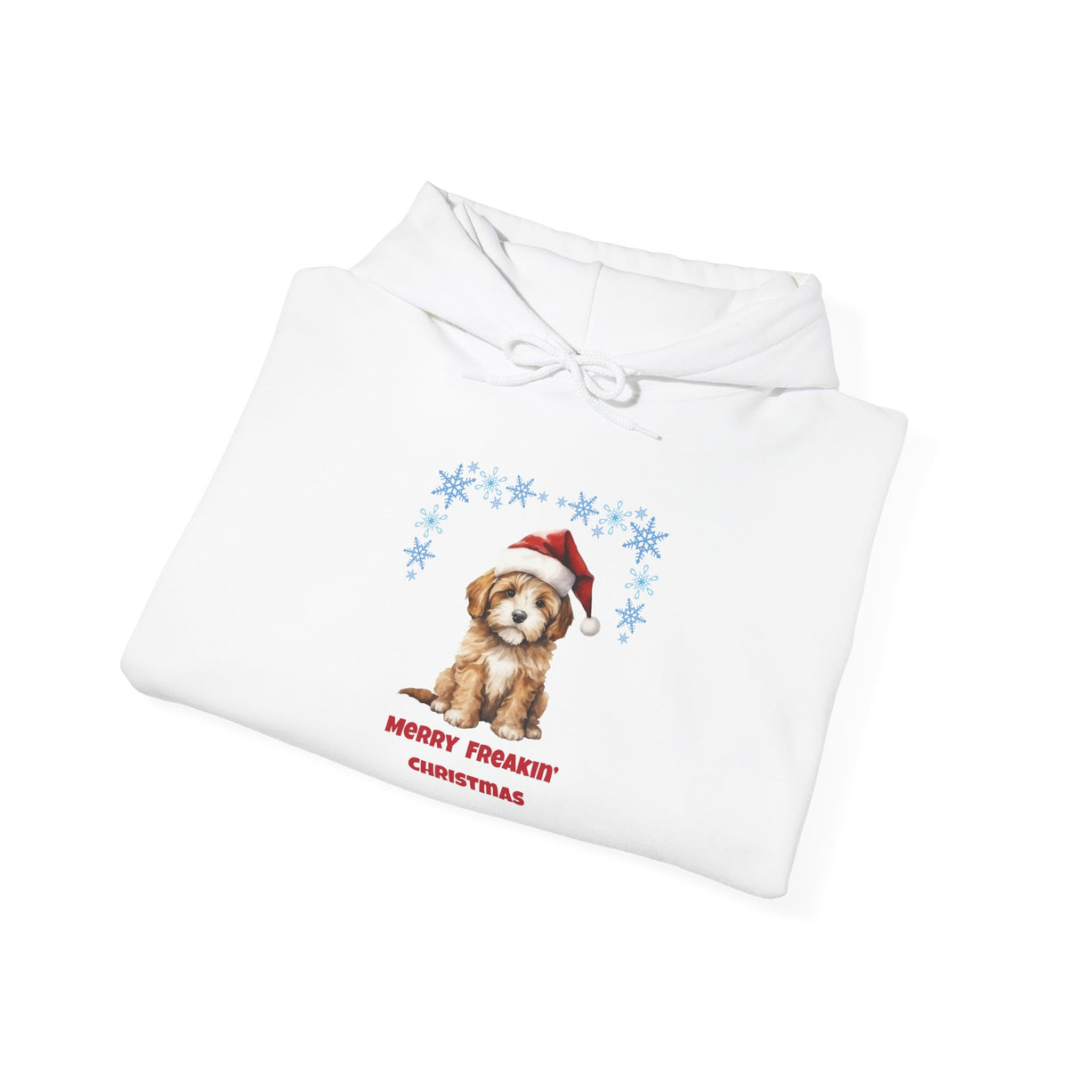 Merry Freakin' Christmas Snowflake Puppy Hoodie, Cute Dog Christmas Sweatshirt