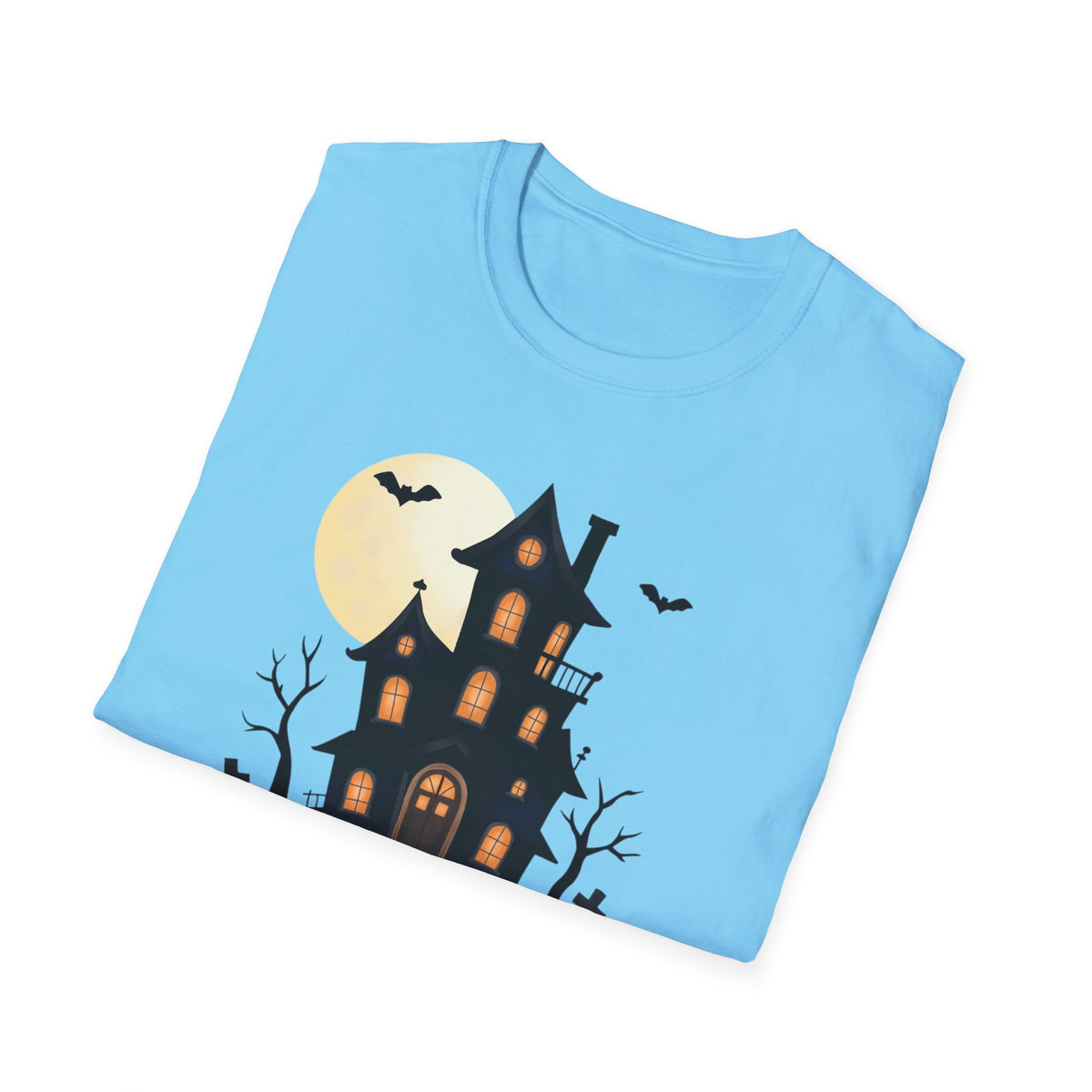 Happy Halloween Haunted House Light Colored Shirt, Spooky Full Moon Halloween