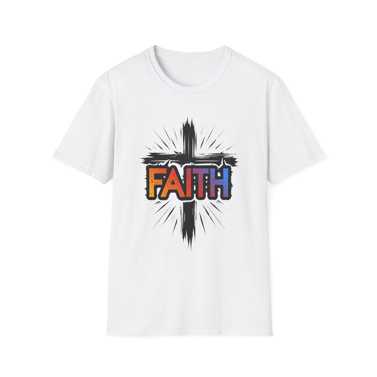 Faith Cross Shirt, Bold Colorful Christian Light Colored Tee