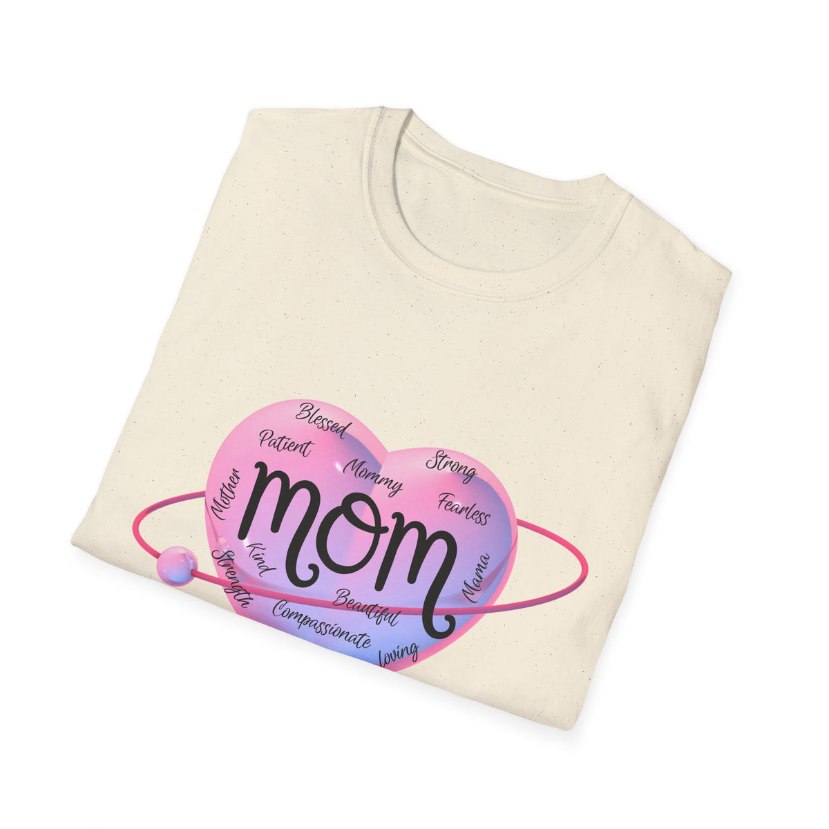 Mom Word Art Heart Light Colored Shirt, Pink Heart Mom Tee