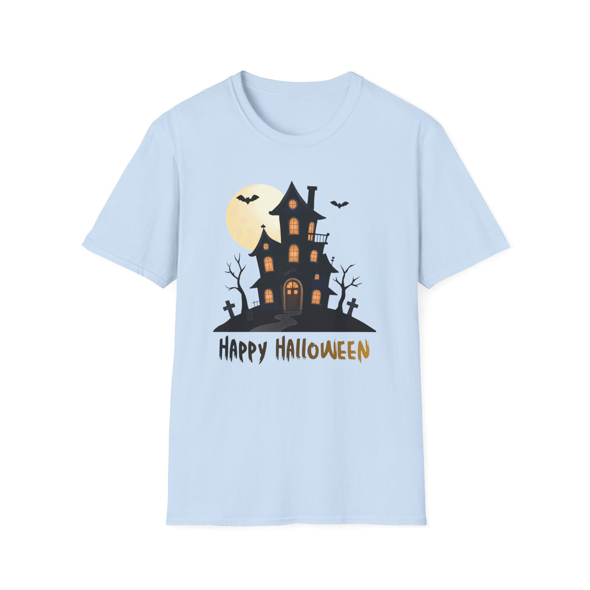 Happy Halloween Haunted House Light Colored Shirt, Spooky Full Moon Halloween