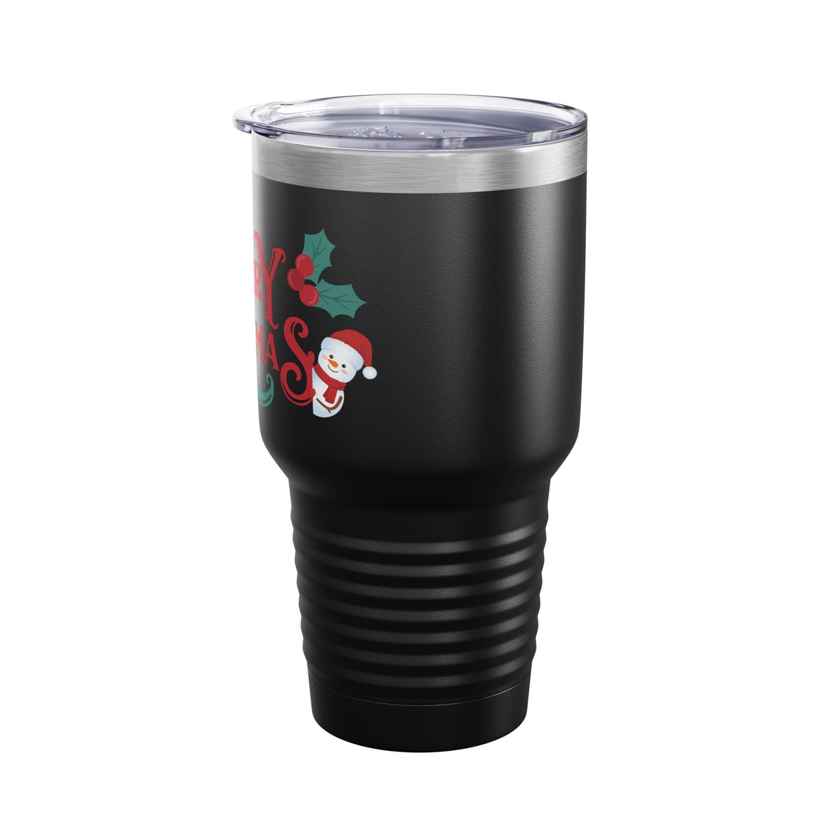 Merry Christmas Santa and Snowman 30oz Tumbler, Holiday Travel Cup