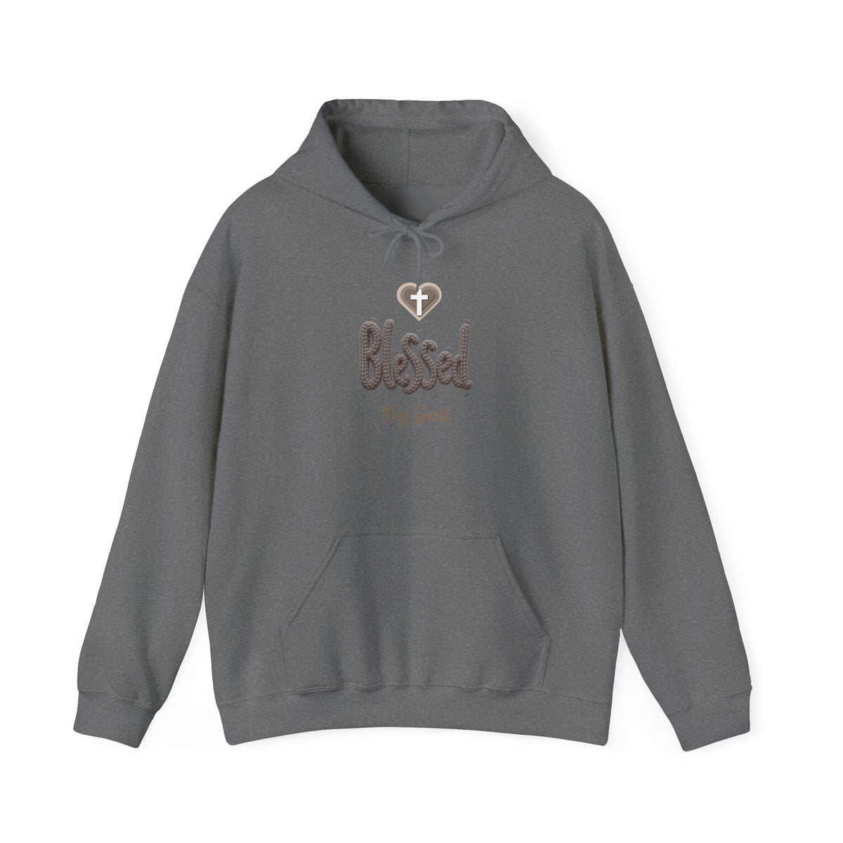 Blessed By God Light Colored Hoodie, Christian Heart Cross Sweatshirt