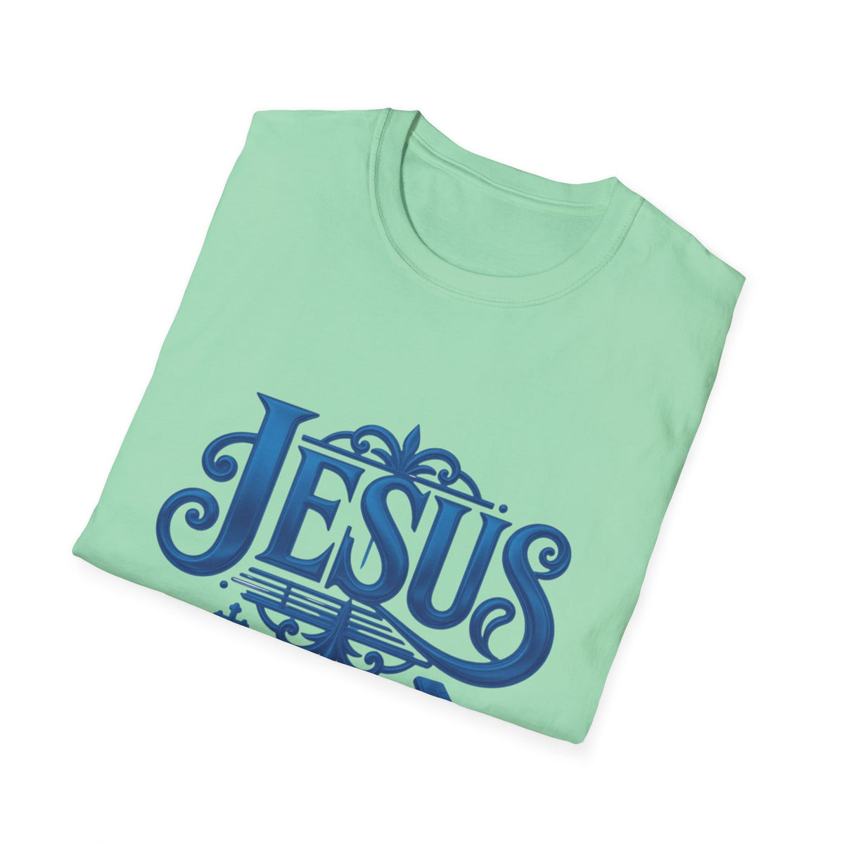 Jesus Blue Scroll Shirt, Christian Faith Tee