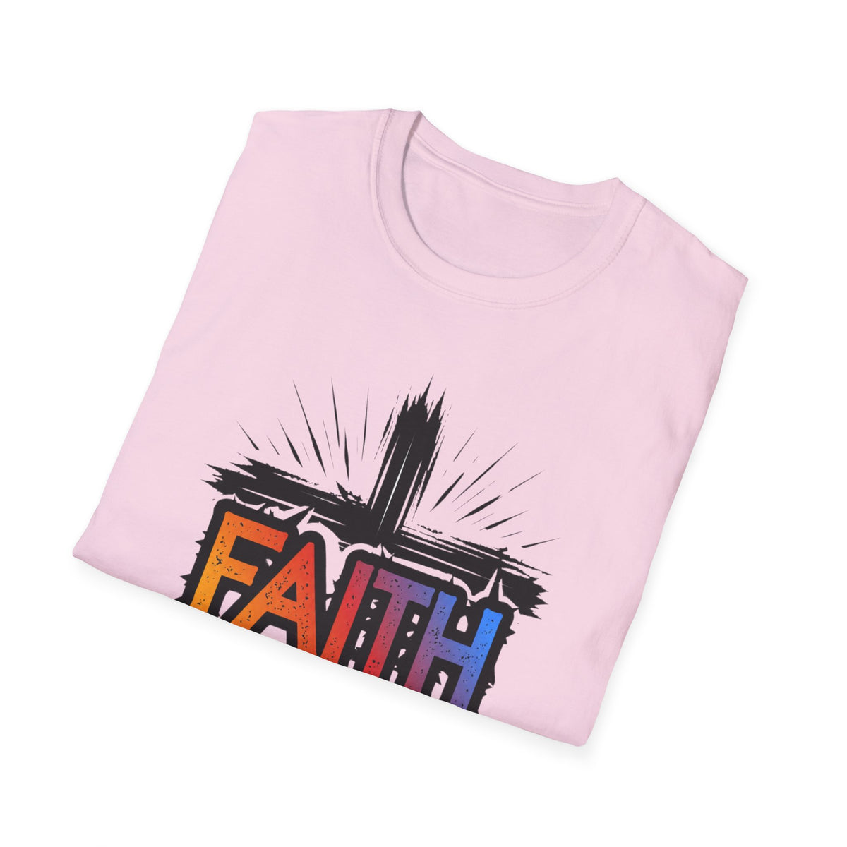 Faith Cross Shirt, Bold Colorful Christian Light Colored Tee