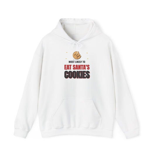 Most Likely to Eat Santa's Cookies Light Colored Hoodie, Funny Family Christmas Sweatshirt