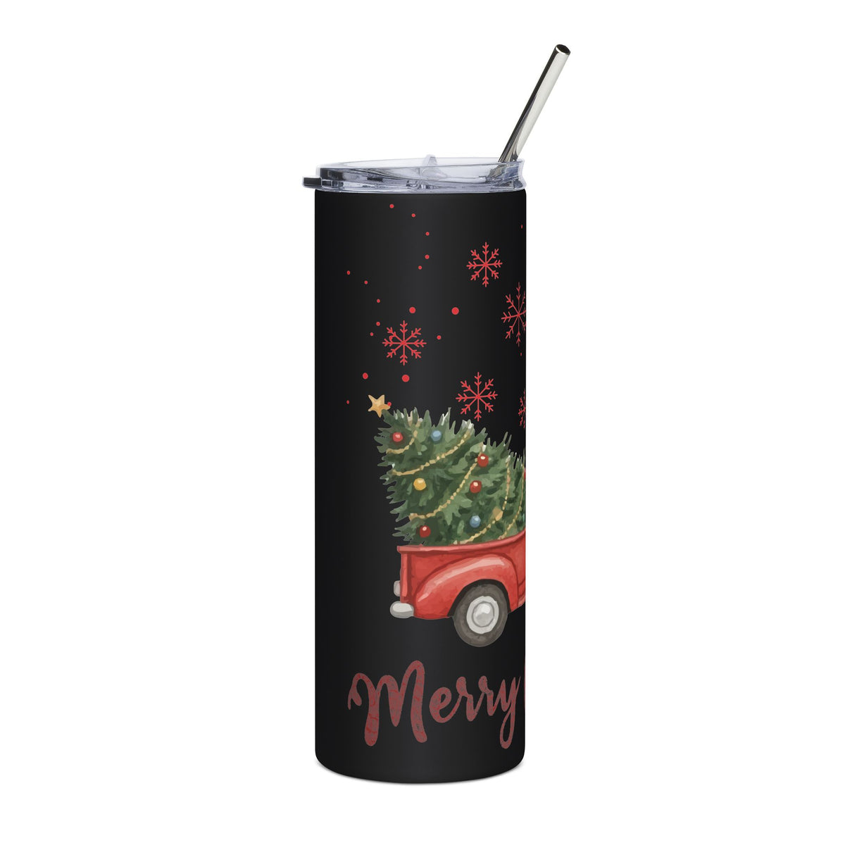 Merry Christmas Red Truck 20oz Tumbler, Farmhouse Christmas Cup
