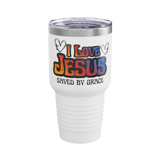 I Love Jesus 30oz Tumbler, Saved By Grace Christian Cup