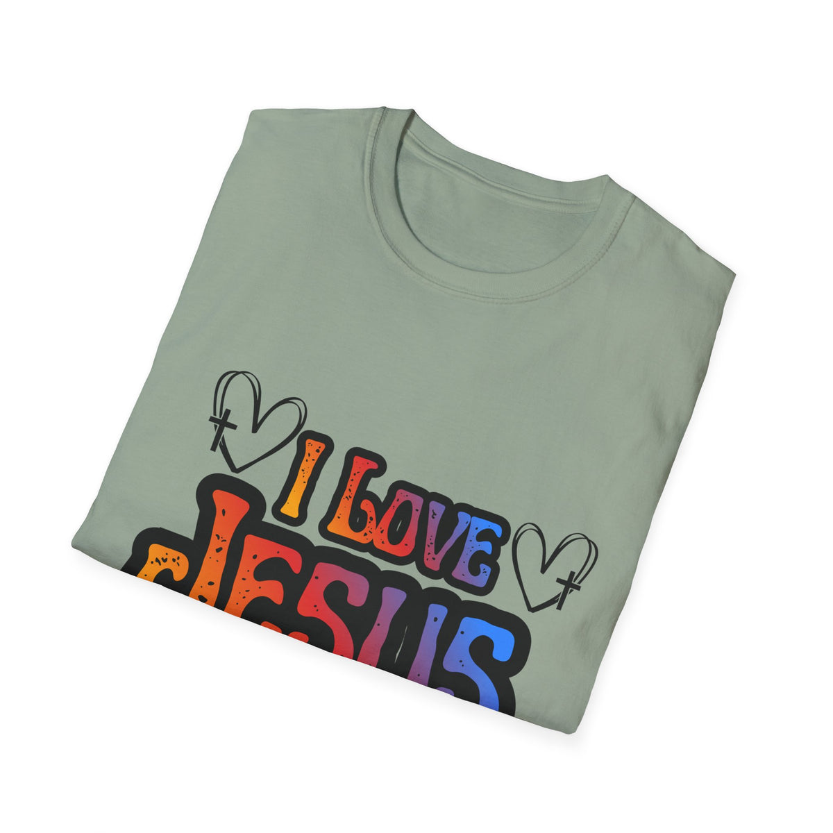 I Love Jesus Shirt, Saved By Grace Colorful Christian Tee