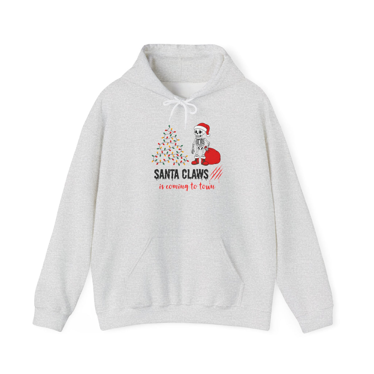 Santa Claws Is Coming to Town Hoodie, Spooky Skeleton Christmas Sweatshirt