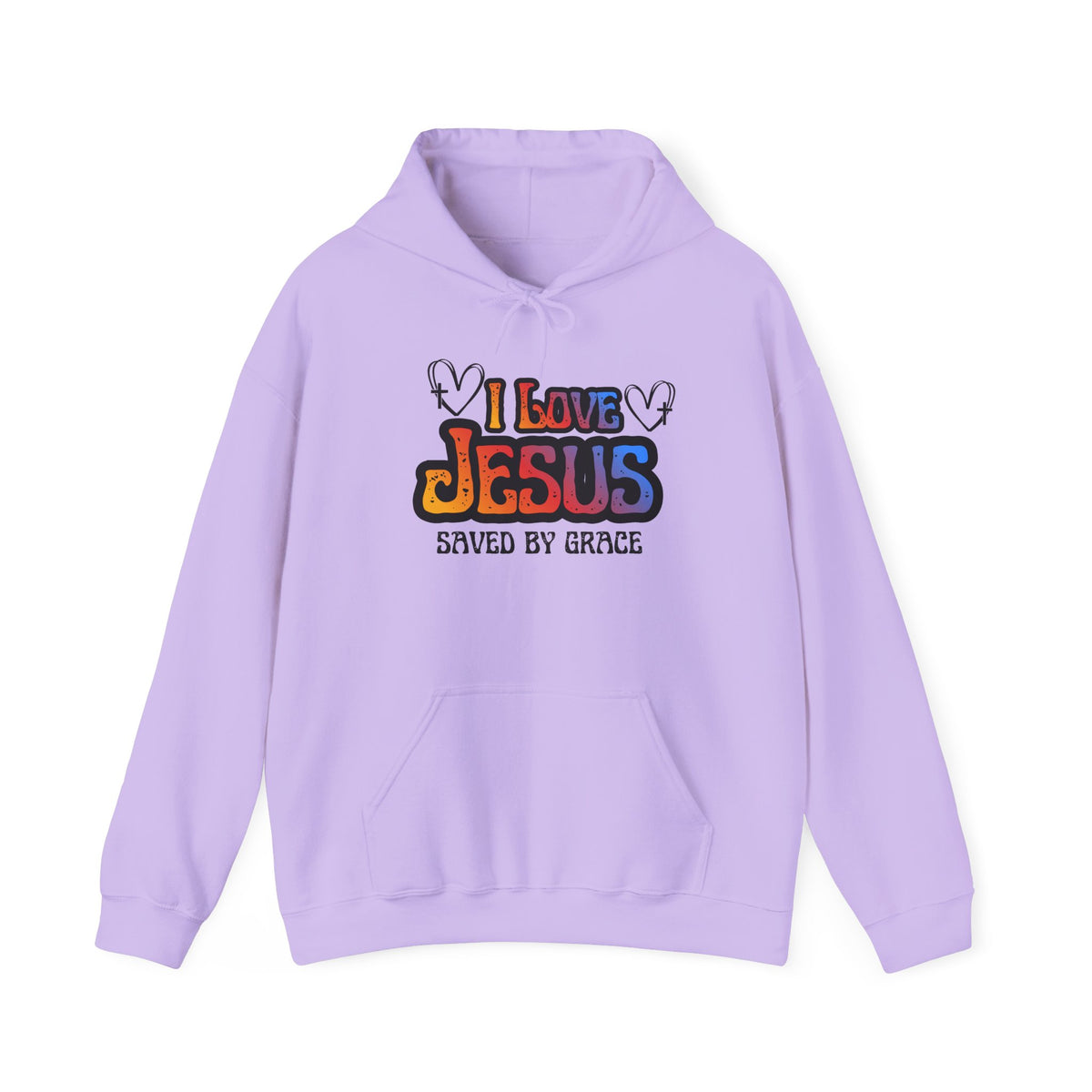 I Love Jesus Hoodie, Saved By Grace Colorful Christian Sweatshirt