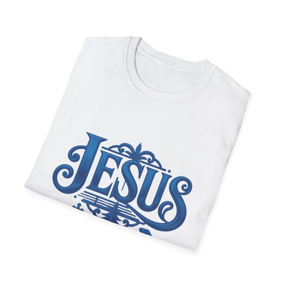 Jesus Blue Scroll Shirt, Christian Faith Tee
