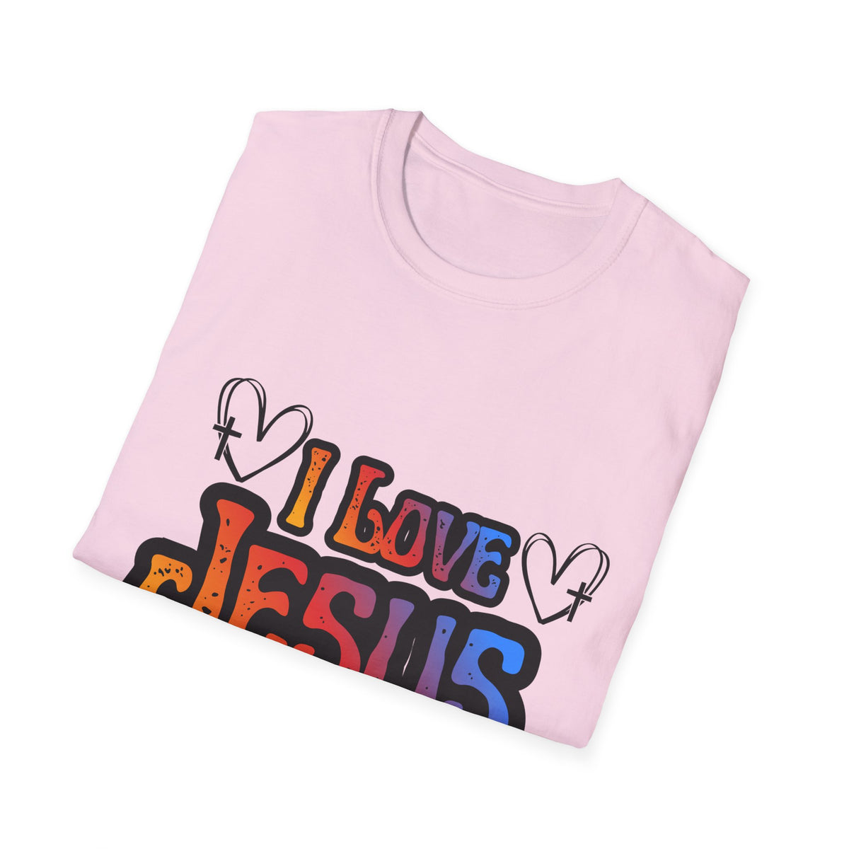 I Love Jesus Shirt, Saved By Grace Colorful Christian Tee