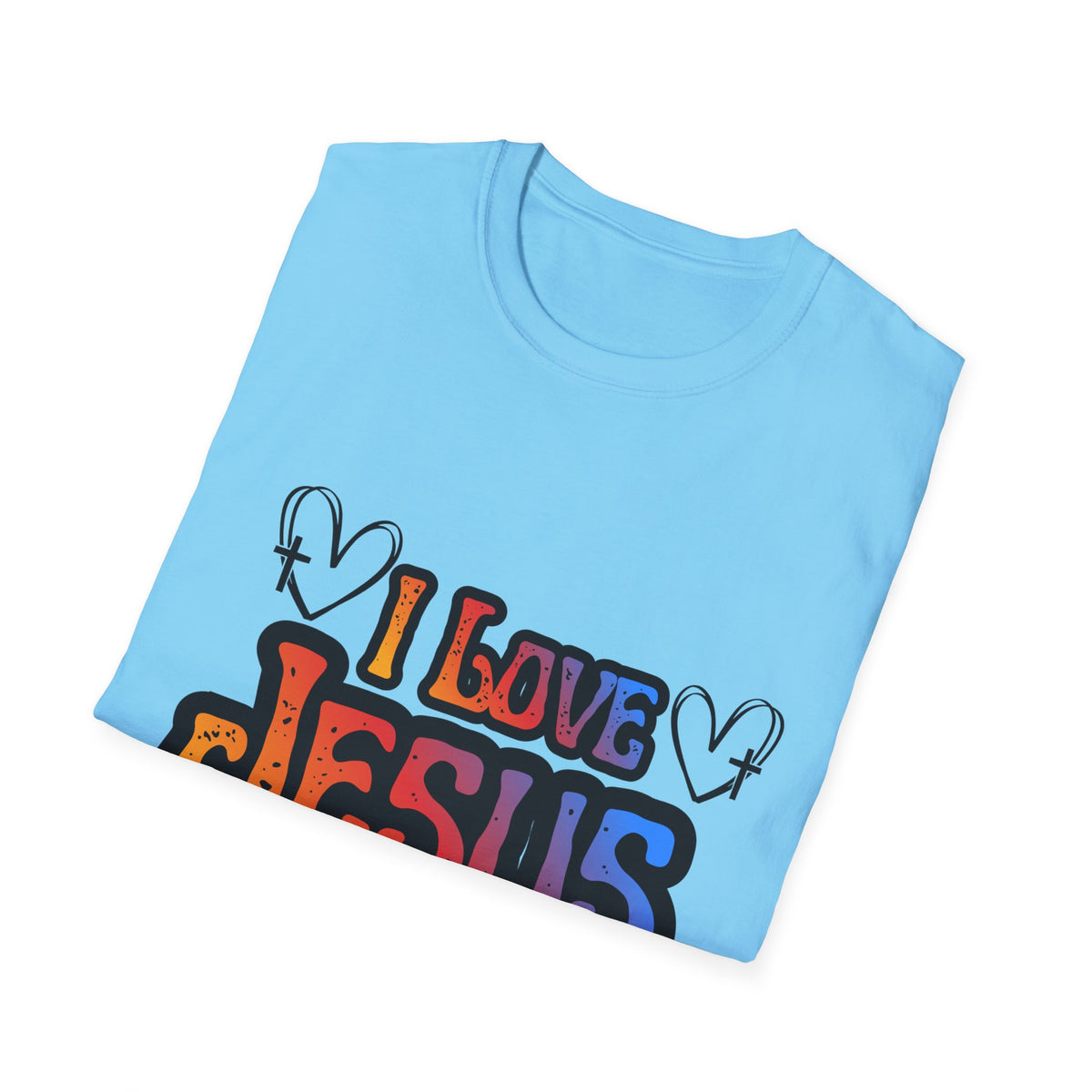 I Love Jesus Shirt, Saved By Grace Colorful Christian Tee