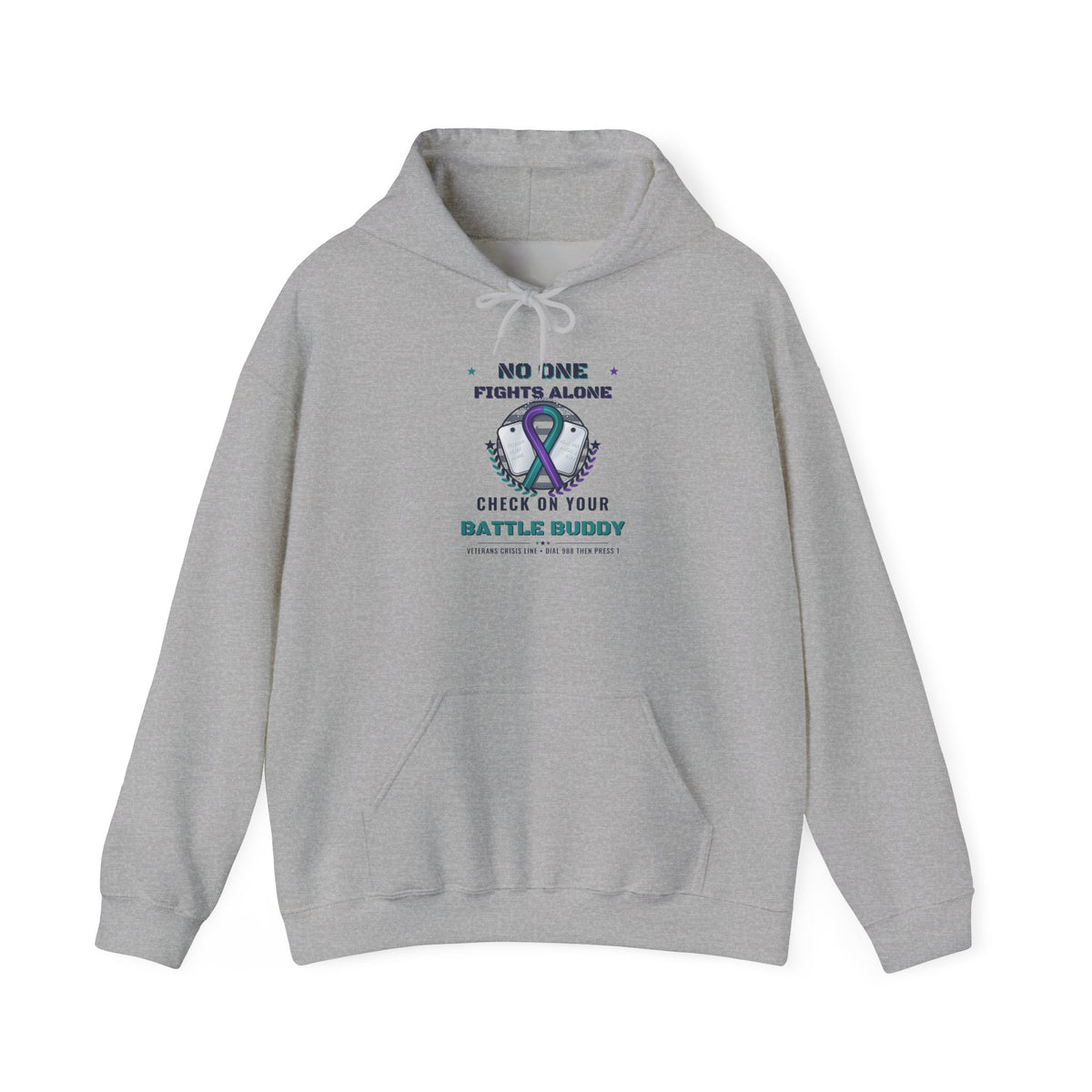 No One Fights Alone Light Colored Hoodie, Check On Your Battle Buddy Veteran Sweatshirt