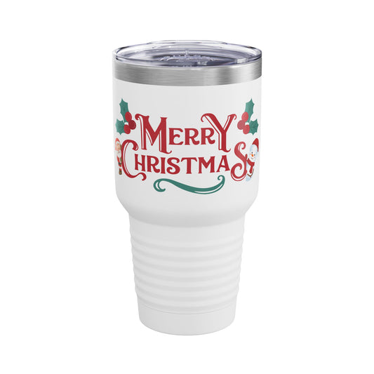 Merry Christmas Santa and Snowman 30oz Tumbler, Holiday Travel Cup