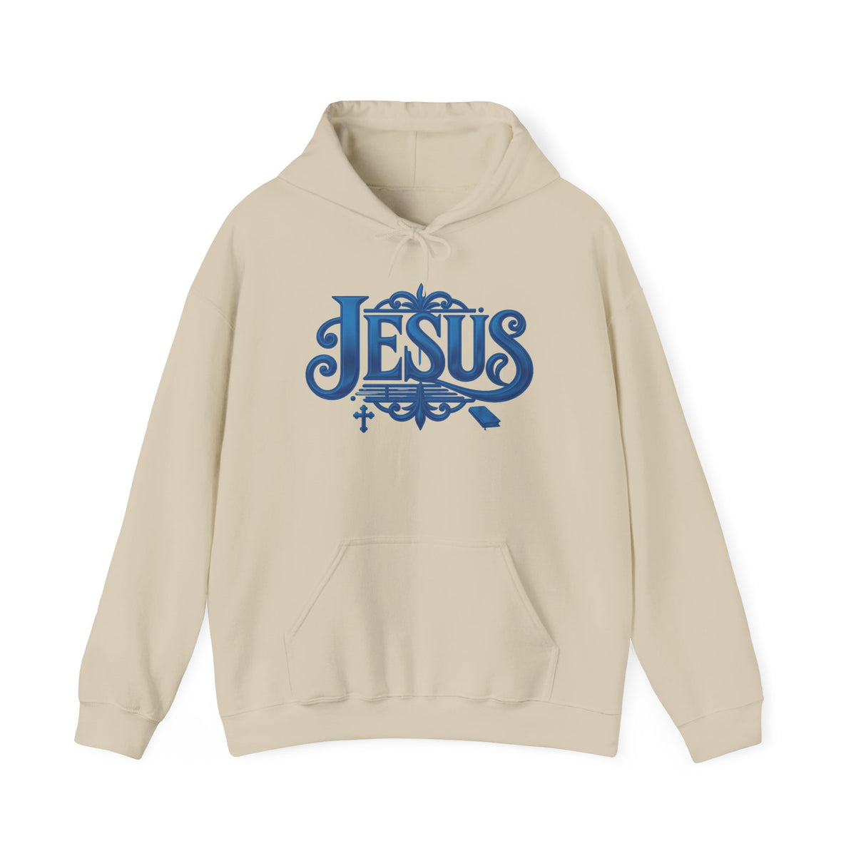 Jesus Blue Scroll Hoodie, Christian Faith Sweatshirt