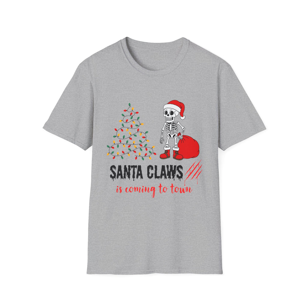 Santa Claws Is Coming to Town Shirt, Funny Skeleton Christmas Tee