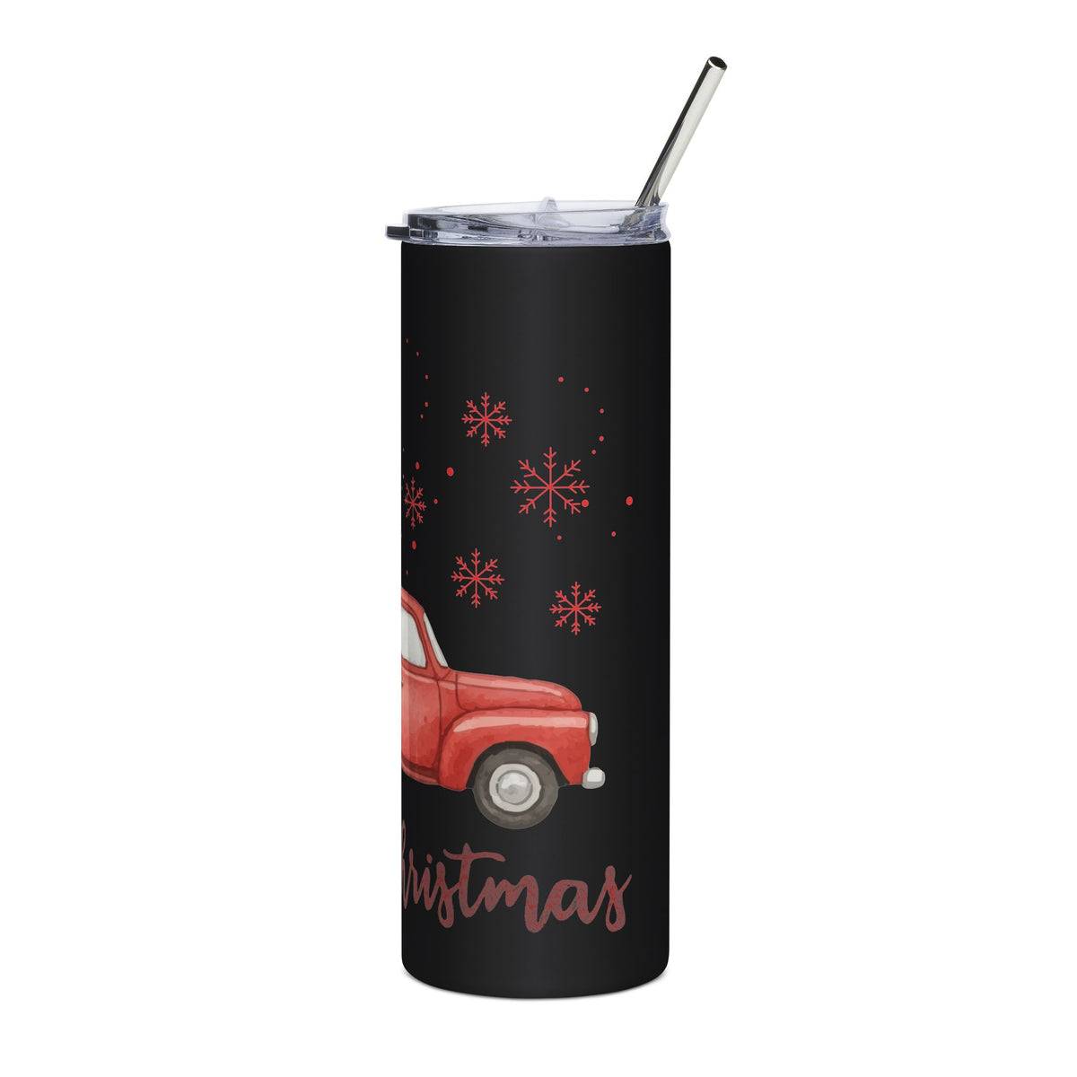 Merry Christmas Red Truck 20oz Tumbler, Farmhouse Christmas Cup
