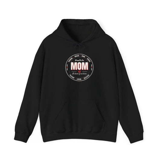 Proud to Be MOM Red Leopard Dark Colored Hoodie, Mom Badge Sweatshirt, Mother's Day Gift