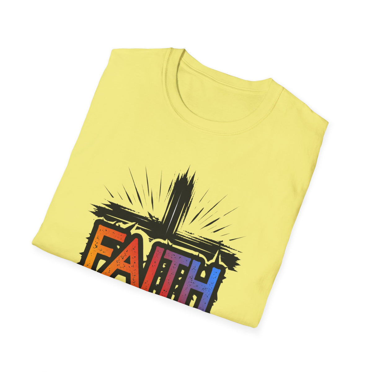 Faith Cross Shirt, Bold Colorful Christian Light Colored Tee
