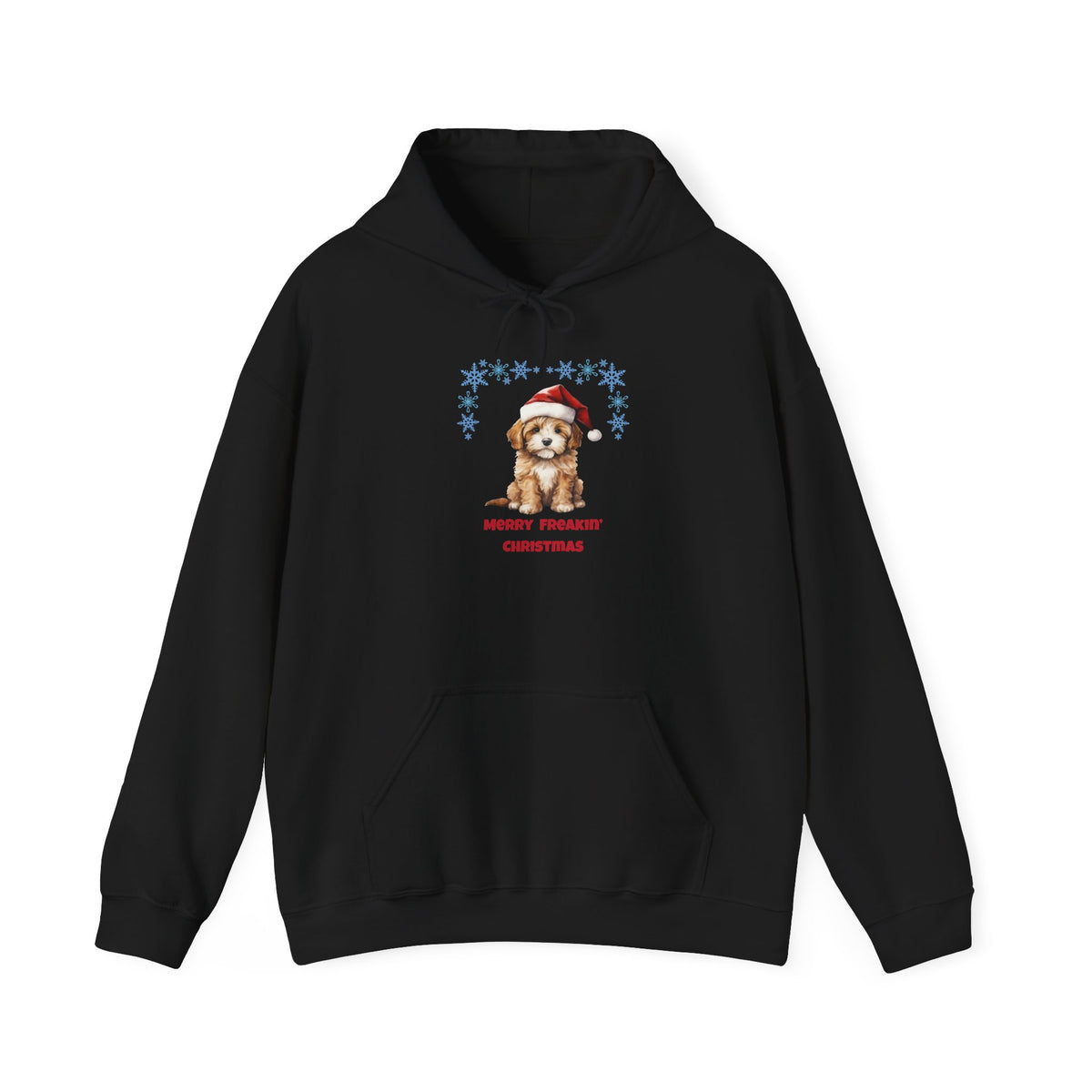 Merry Freakin' Christmas Snowflake Puppy Hoodie, Cute Dog Christmas Sweatshirt