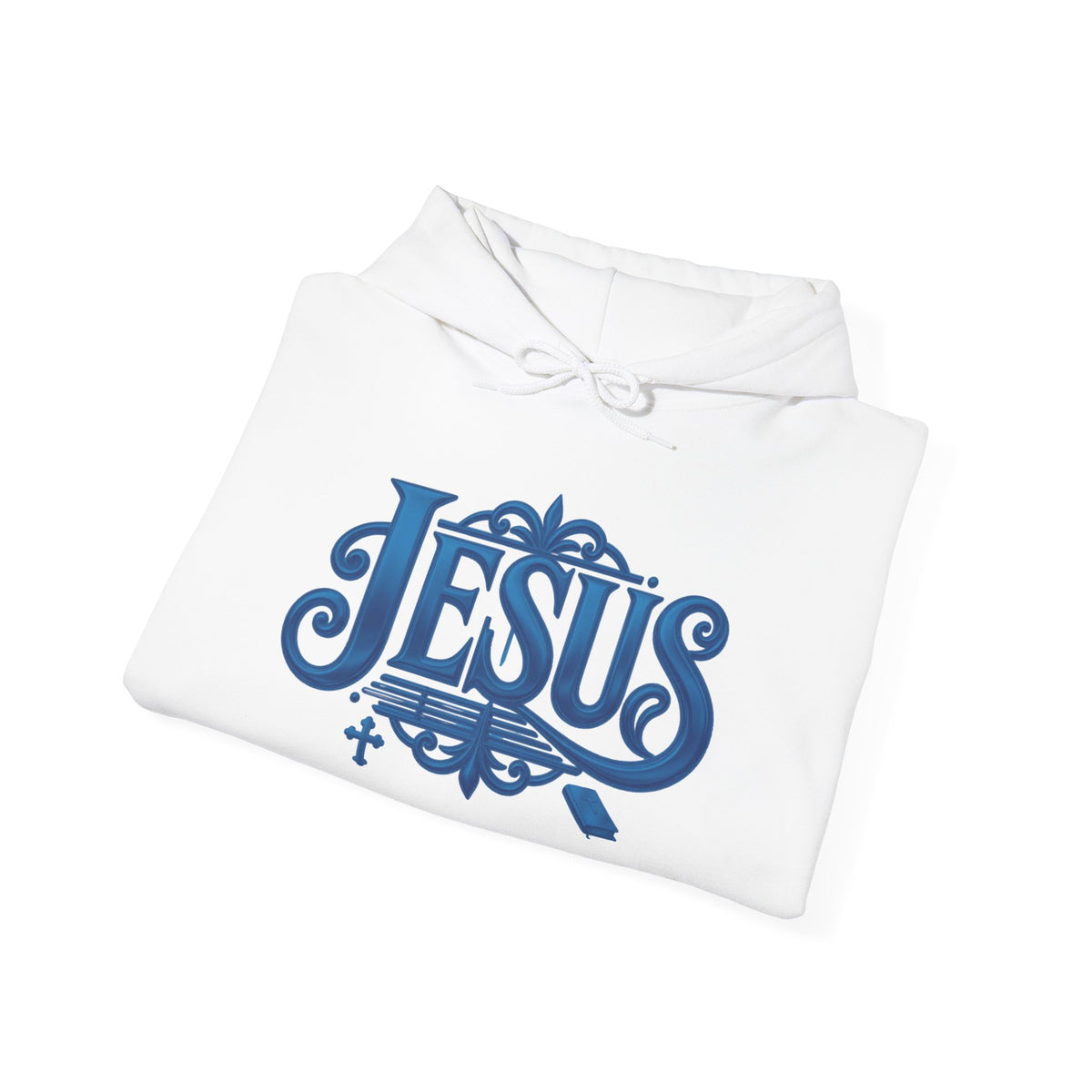Jesus Blue Scroll Hoodie, Christian Faith Sweatshirt