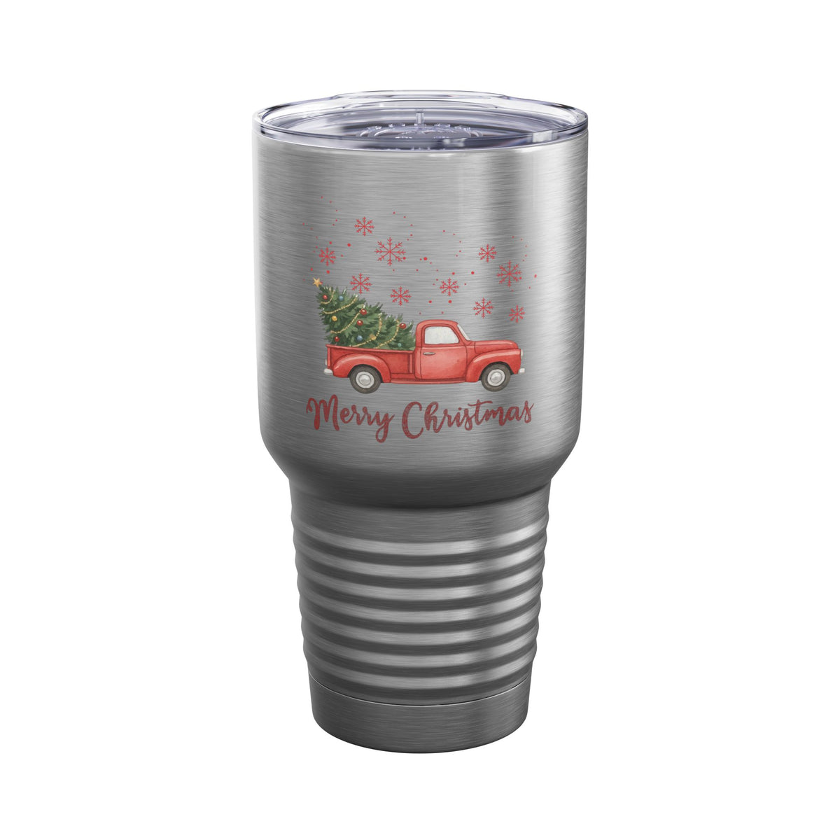 Merry Christmas Red Truck 30oz Tumbler, Farmhouse Christmas Cup