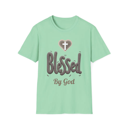 Blessed By God Light Colored Shirt, Christian Heart Cross Tee