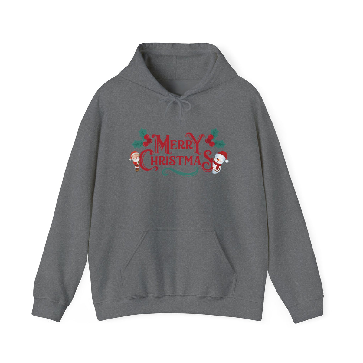 Merry Christmas Santa and Snowman Hoodie, Festive Holiday Sweatshirt