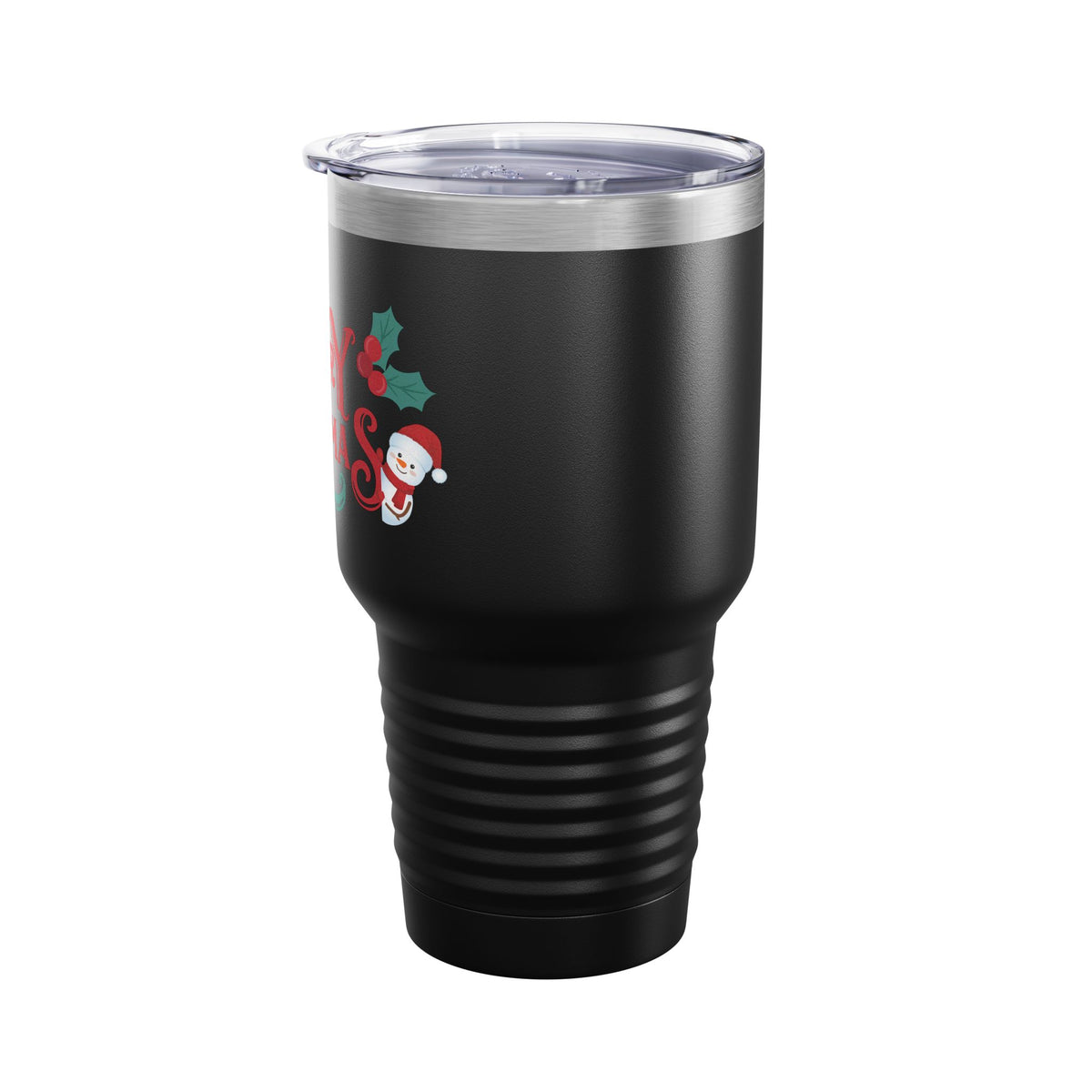 Merry Christmas Santa and Snowman 30oz Tumbler, Holiday Travel Cup