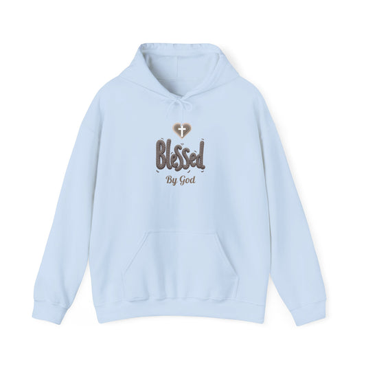 Blessed By God Light Colored Hoodie, Christian Heart Cross Sweatshirt
