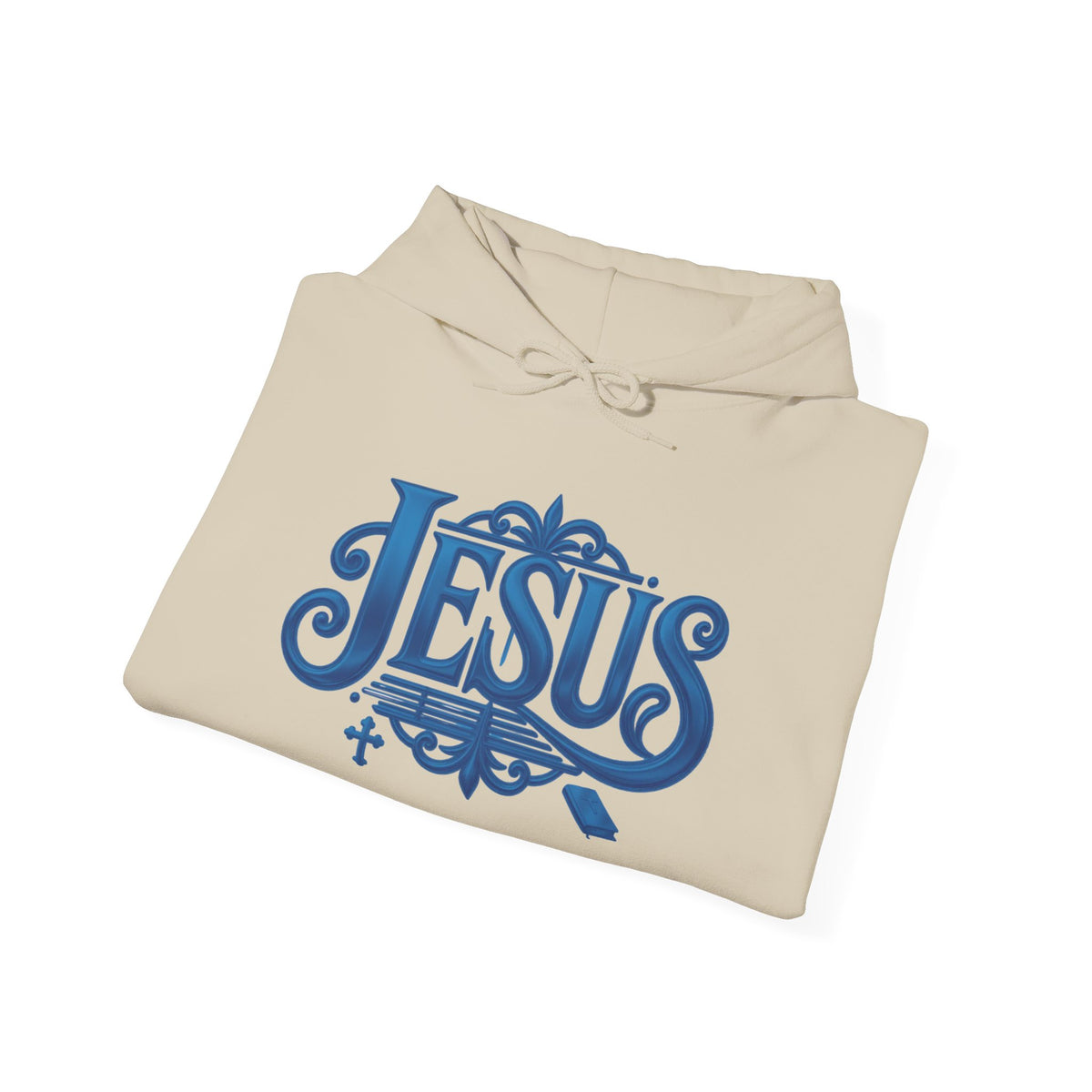 Jesus Blue Scroll Hoodie, Christian Faith Sweatshirt