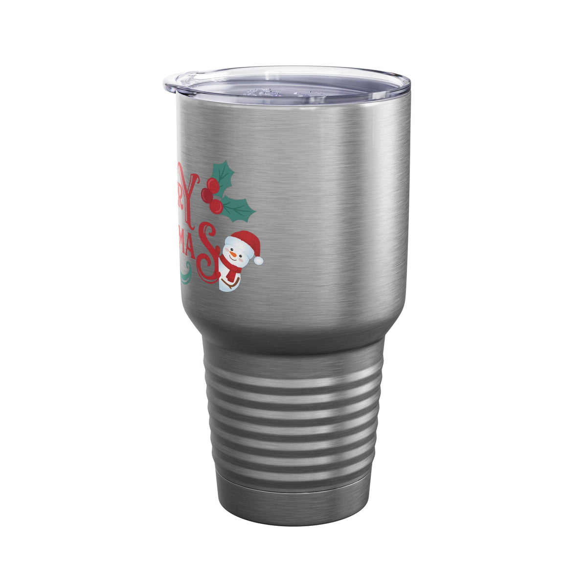 Merry Christmas Santa and Snowman 30oz Tumbler, Holiday Travel Cup