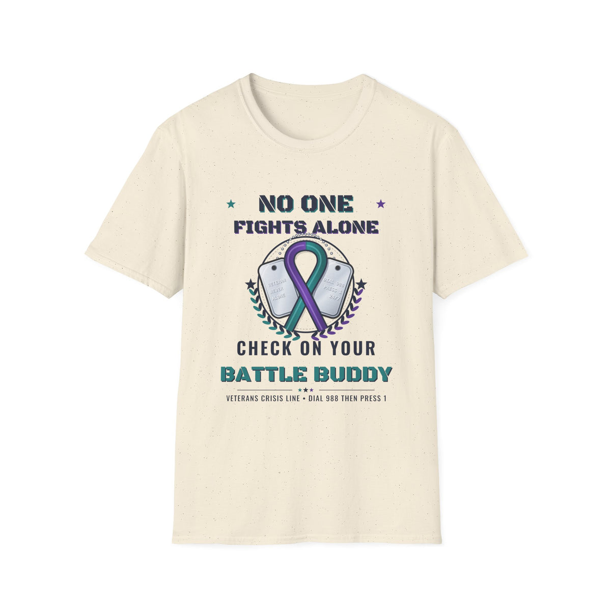 No One Fights Alone Light Colored Shirt, Check On Your Battle Buddy Veteran Tee, Suicide Prevention Awareness