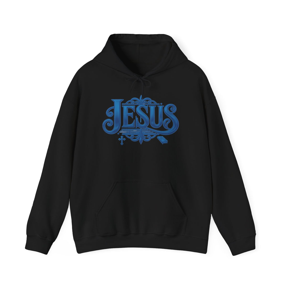 Jesus Blue Scroll Hoodie, Christian Faith Sweatshirt