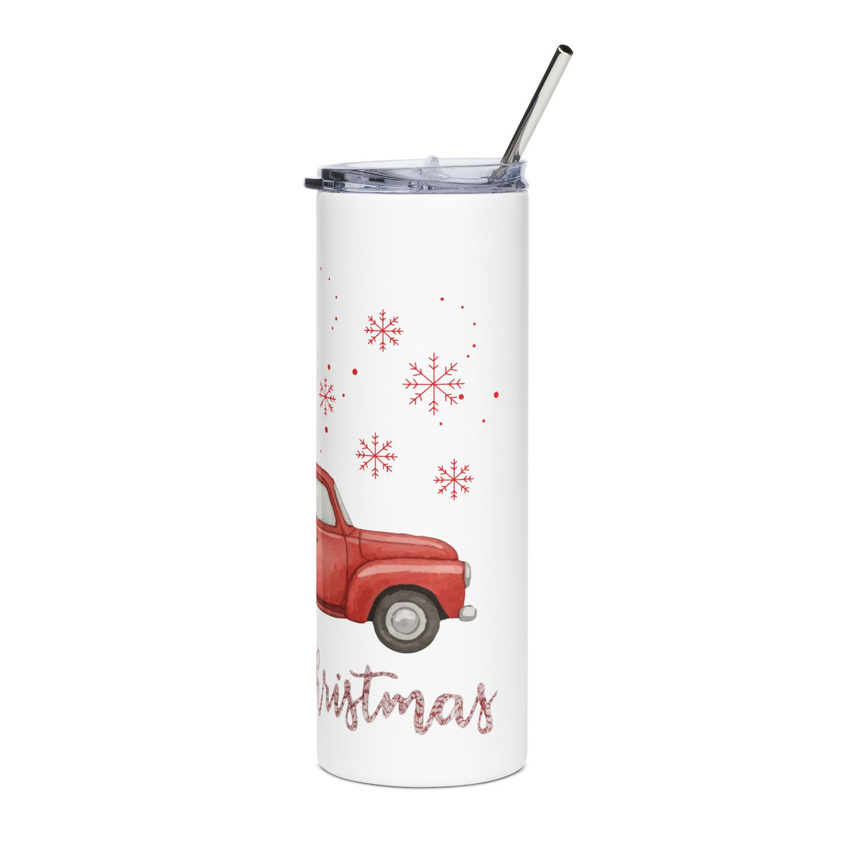 Merry Christmas Red Truck 20oz Tumbler, Farmhouse Christmas Cup