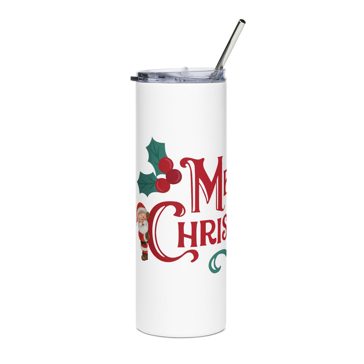 Merry Christmas Santa and Snowman 20oz Tumbler, Holiday Travel Cup