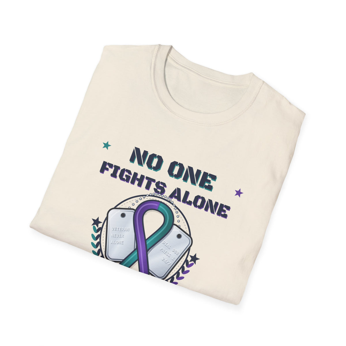 No One Fights Alone Light Colored Shirt, Check On Your Battle Buddy Veteran Tee, Suicide Prevention Awareness